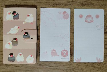 新品 キャンドゥ 文鳥 文具4点セット | (196) 文鳥いっぱい ブック型