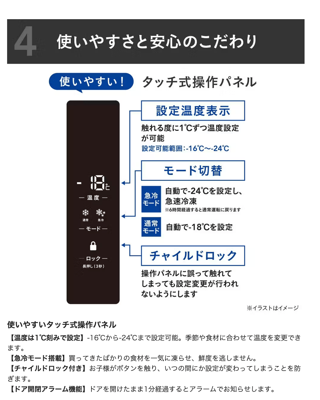 1℃刻みの温度調節に急冷モードまで