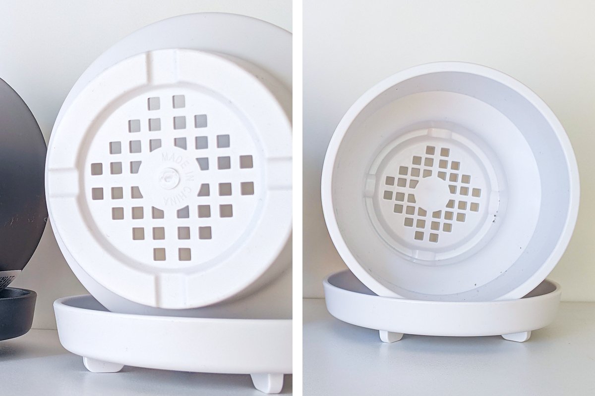 トレイ付植木鉢 Aタイプ ホワイト (Flower Pot with Tray - A Type - White)筆者撮影写真